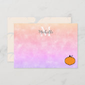 Cute Cartoon Pumpkin Watercolor Personalized Mitteilungskarte (Vorne/Hinten)
