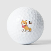 Cute Cartoon Puppy Dog Shiba Inu Monogram Initial Golfball (Vorderseite)