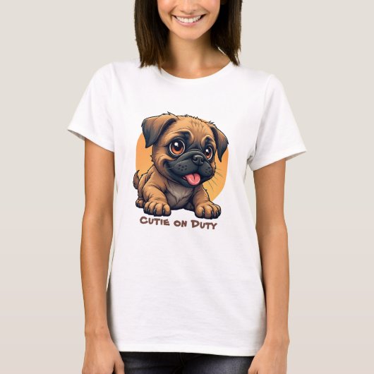 Cute Cartoon Puppy T-Shirt (Vorderseite)