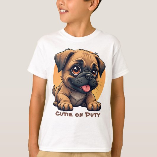 Cute Cartoon Puppy T-Shirt (Vorderseite)