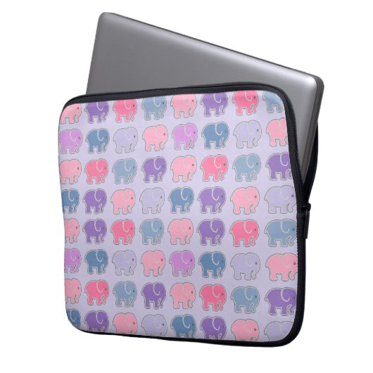 Cute Cartoon Purple Elephant Pattern Laptopschutzhülle (Vorderseite Links)