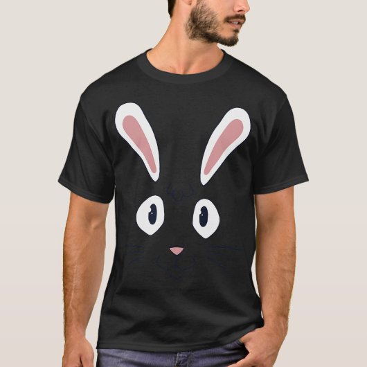 Cute Cartoon Rabbit Face Easter Bunny Costume T-Shirt (Vorderseite)