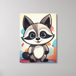 Cute Cartoon Raccoon Kawaii Art Leinwanddruck