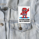 Cute Cartoon Red Cell Phone No Phones Allowed Button (Insitu)