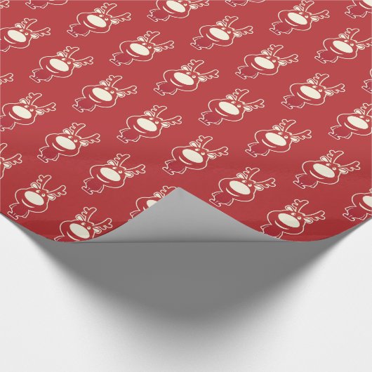 Cute Cartoon Rudolph Red Pattern Geschenkpapier (Ecke)