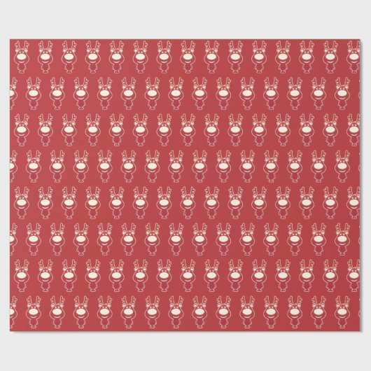 Cute Cartoon Rudolph Red Pattern Geschenkpapier (Flach)
