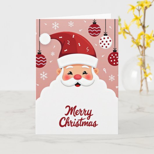 Cute Cartoon Santa Claus Face Merry Christmas Card Karte (Gelbe Blume)