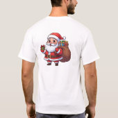 Cute Cartoon Santa Claus Holding Gift with Sack   T-Shirt (Rückseite)