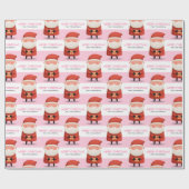 Cute Cartoon Santa Merry Christmas Name Pink Gift Geschenkpapier (Flach)