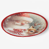 Cute Cartoon Santa Rudolph Christmas Party Plates Pappteller (Schrägansicht)