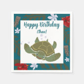 Cute Cartoon Sea Turtle Birthday Paper Napkin Serviette (Vorderseite)