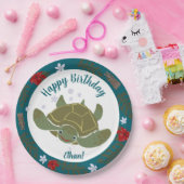 Cute Cartoon Sea Turtle Birthday Party Pappteller (Party)