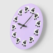Cute Cartoon Sheep Purple Round Clock Große Wanduhr (Winkel)