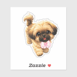 Cute Cartoon Shih Tzu Nala Pink Bow Puppy Dog Aufkleber