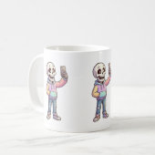 Cute Cartoon Skeleton Selfie - Full Body Trendy Ou Kaffeetasse (Vorderseite Links)