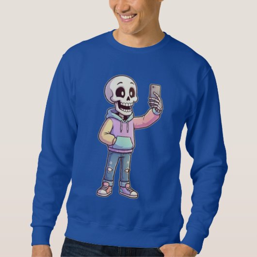 Cute Cartoon Skeleton Selfie - Full Body Trendy  Sweatshirt (Vorderseite)