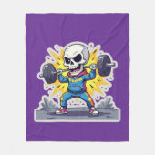 “Cute Cartoon Skeleton Weightlifter • Funny Gym Ba Fleecedecke (Vorderseite)