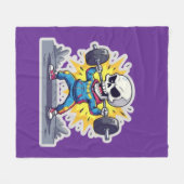 “Cute Cartoon Skeleton Weightlifter • Funny Gym Ba Fleecedecke (Vorderseite (Horizontal))