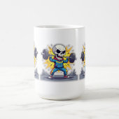 “Cute Cartoon Skeleton Weightlifter • Funny Gym Ba Kaffeetasse (Mittel)