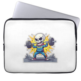 “Cute Cartoon Skeleton Weightlifter • Funny Gym Ba Laptopschutzhülle