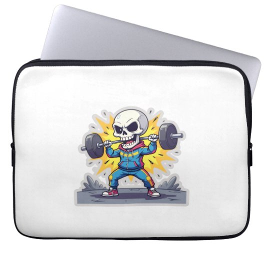 “Cute Cartoon Skeleton Weightlifter • Funny Gym Ba Laptopschutzhülle (Vorderseite)