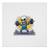 “Cute Cartoon Skeleton Weightlifter • Funny Gym Ba Poster (Vorderseite)