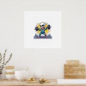 “Cute Cartoon Skeleton Weightlifter • Funny Gym Ba Poster (Küche)