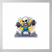 “Cute Cartoon Skeleton Weightlifter • Funny Gym Ba Poster (Vorne)