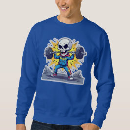 “Cute Cartoon Skeleton Weightlifter • Funny Gym Ba Sweatshirt