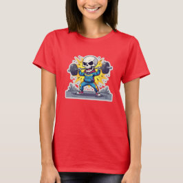 “Cute Cartoon Skeleton Weightlifter • Funny Gym Ba T-Shirt