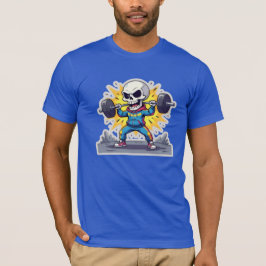 “Cute Cartoon Skeleton Weightlifter • Funny Gym Ba T-Shirt