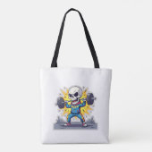 “Cute Cartoon Skeleton Weightlifter • Funny Gym Ba Tasche (Rückseite)