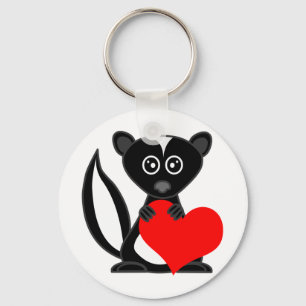 Cute Cartoon Skunk Holding Heart Schlüsselanhänger