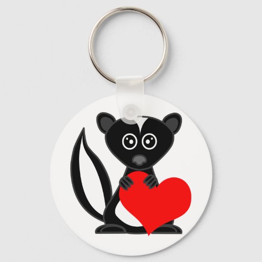 Cute Cartoon Skunk Holding Heart Schlüsselanhänger (Vorderseite)