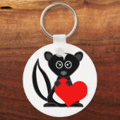 Cute Cartoon Skunk Holding Heart Schlüsselanhänger (Vorderseite)