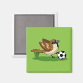 Cute Cartoon Sparrow Playing Soccer Magnet (Vorderseite/Rückseite)