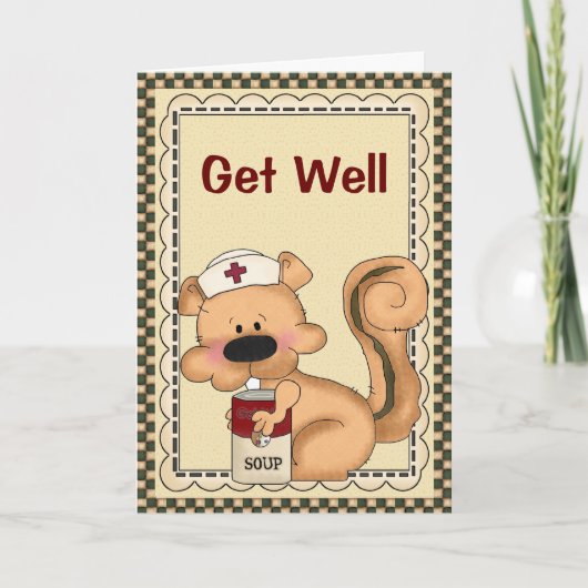 Cute Cartoon Squirrel Get Well Card Karte (Vorderseite)