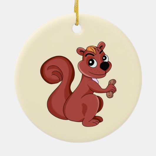 Cute cartoon squirrel with a peanut  keramik ornament (Hinten)