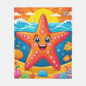 Cute Cartoon Starfish Smiling Underwater Fleecedecke (Vorderseite)