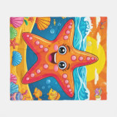 Cute Cartoon Starfish Smiling Underwater Fleecedecke (Vorderseite (Horizontal))