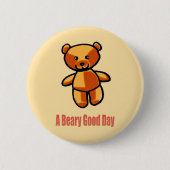 Cute Cartoon Teddy Bear Pun Illustration Button (Vorderseite)