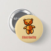 Cute Cartoon Teddy Bear Pun Illustration Button (Vorne & Hinten)