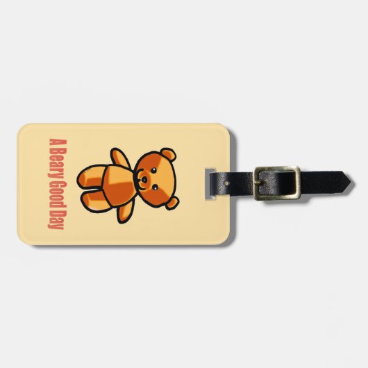 Cute Cartoon Teddy Bear Pun Illustration Gepäckanhänger (Vorderseite horizontal)