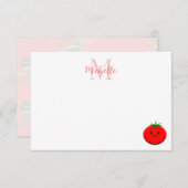 Cute Cartoon Tomato Personalized Monogram Mitteilungskarte (Vorne/Hinten)