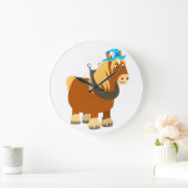 Cute Cartoon Trait Breton Horse Wall Clock Große Wanduhr (Zuhause)