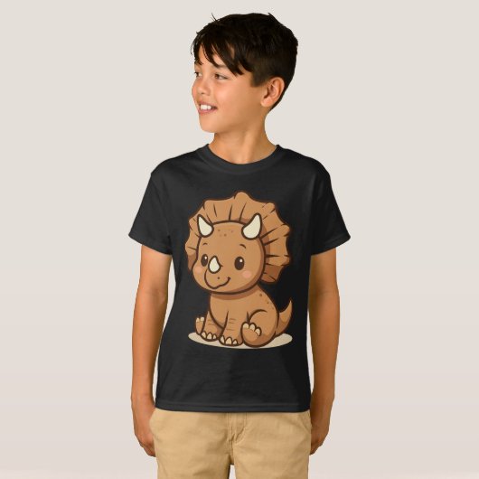 Cute Cartoon Triceratops Kids' T-Shirt (Vorne ganz)