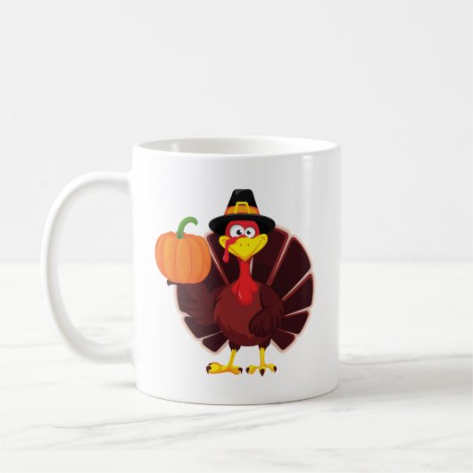 Cute Cartoon Turkey Thanksgiving Art Kaffeetasse (Links)