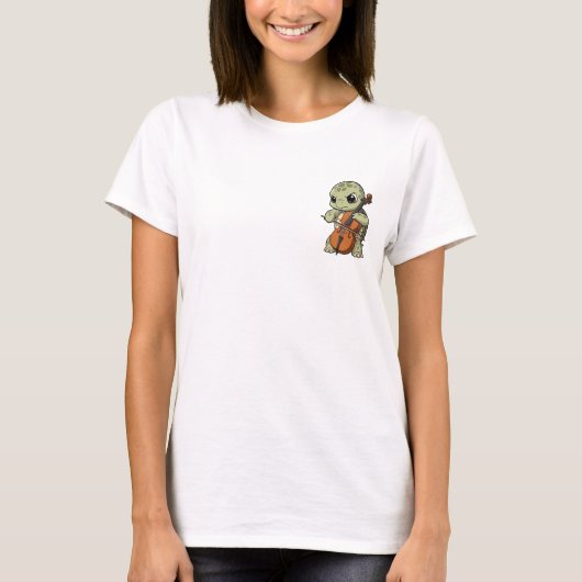 Cute Cartoon Turtle Playing Cello T-Shirt (Vorderseite)