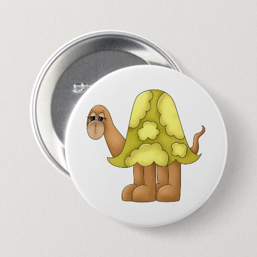 Cute Cartoon Turtle with Puffy Green Shell Button (Vorne & Hinten)