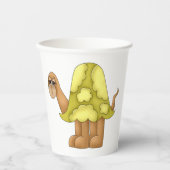 Cute Cartoon Turtle with Puffy Green Shell Pappbecher (Vorderseite)